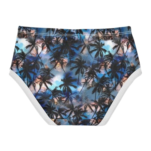 Little Girls' Soft Cotton Underwear Kids Breathable Comfort Dark Palm Trees Silhouettes Panties Briefs Toddler2