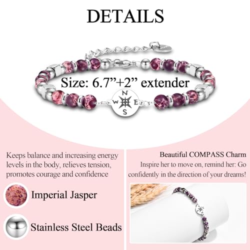 Graduation Gifts for Her Girls Women Class of 2025 High School/Kindergarten/Preschool/ 5th 6th 8th Grade/College/Master Degree/Middle School Graduation Gifts Compass Bracelet Jewelry for Her4