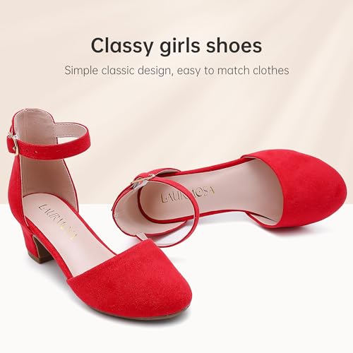 Image of LAURMOSA Girls Dress Shoes Closed Toe Pumps High Heels for Little Big Kid