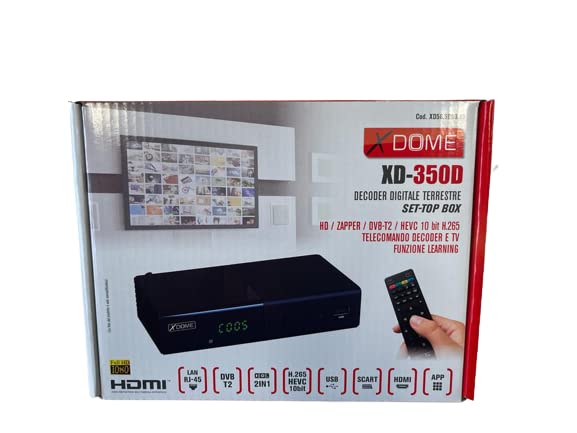 XD-350D Decoder Digitale Terrestre DVB-T2 HEVC Full HD 1080P H.265