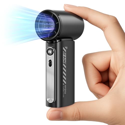 Image of Koonie 19000 RPM High Speed Portable Handheld Fan,100 Speeds Mini Turbo Fan, 3600mAh, 12H Max Cooling Time, Digital Display, 5" Height, Rechargeable Hand Fan for Outdoor Indoor Black
