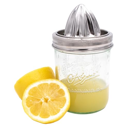 Stainless Steel Juicer Lid for Mason Jars | Metal Citrus Lemon Juice Squeezer Manual Juicer - Wide Mouth