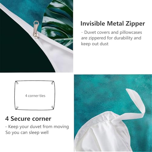 Linge de lit abstrait sarcelle en microfibre premium avec parure 3 pièces - 7