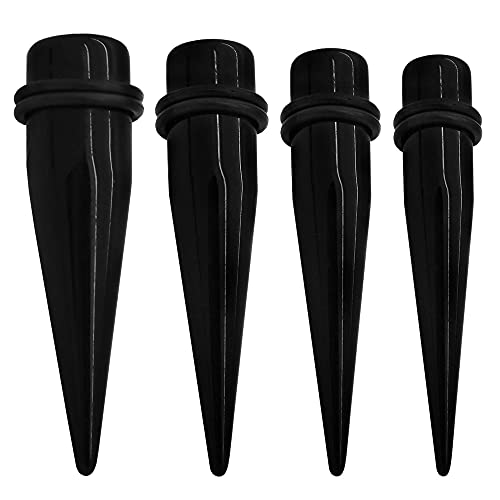 4 Dehnnstäbe Dehner 10 12 14 16 Set Dehnungsstab Dehnset Expander Ohrstecker Stopfen Ohr Plug Piercing Schwarz Cover