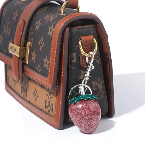 Image of Fruit Bag Charm Keychain - Gold Key Chain, Cute Purse Handbags Accessories - Beautiful Gift for Women