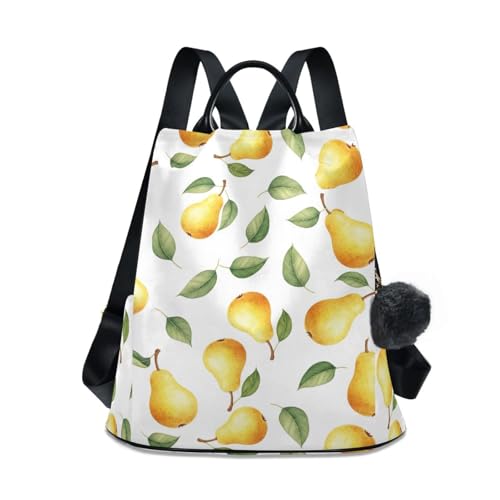 Sac à dos femme anti-vol Watercolor Yellow Pears compartiment zippé dos