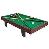 Sunnydaze 36-Inch Mini Tabletop Pool Table with Triangle, Balls, Cues, Chalk and Brush