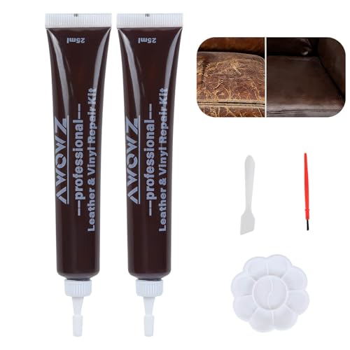 AWOWZ Dark Brown Leather Repair Kit for Furniture, Sofa, Jacket,