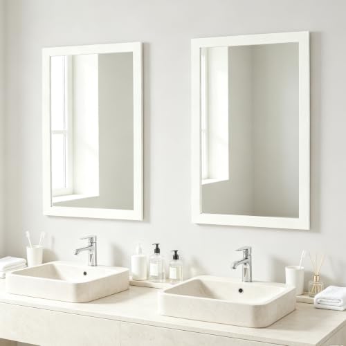 Image of Bathroom Mirror for Over Sink 28x20 Inch Rectangular Wall Mirror, White