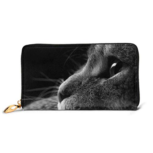 Preisvergleich Produktbild JHGFG Mode Handtasche Reißverschluss Brieftasche Schwarz Weiß Nahansicht Schöne Katzen Telefon Kupplung Geldbörse Abendkupplung Blockieren Leder Brieftasche Multi Card Organizer
