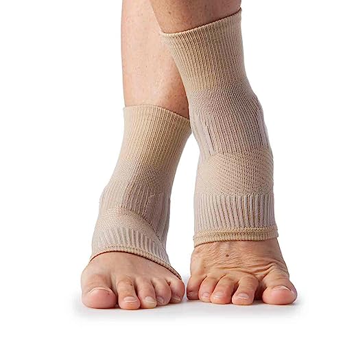 KINESIA Cavigliera Sportiva Per Ginnastica Artistica Color Carne Propriocettiva Alta Compressione Elastica Per Infortuni Recupero Da Distorsione Caviglia Fascite Plantare Tallonite (XS-S) Carne