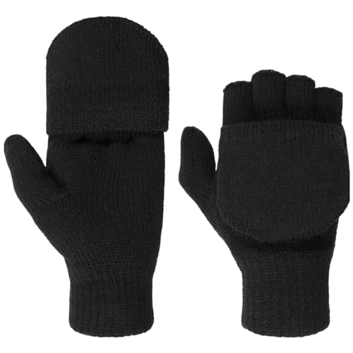 Lipodo Thinsulate Fingerless Handschuhe Damen/Herren - Unisex - Fingerlose Strickhandschuhe - Herbst/Winter- Waschbar - Fäustlinge Einfarbig - Winterhandschuhe schwarz 9 HS