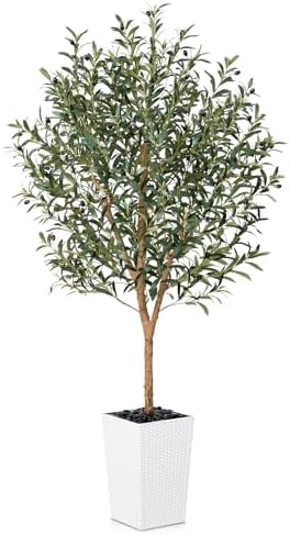 Rooted In Light 3 VeriNatural Artificial Olive Tree 6FT, Faux Olive Trees with Real...