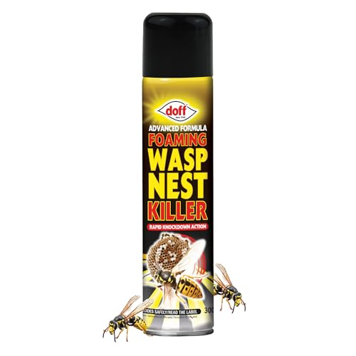 Doff Advanced Formula Foaming Wasp Nest Killer – 300ml – Permethrin & Tetramethrin Wasp Spray – Targets Crawling & Flying Insects - Wasps, Fleas, Moths, Mosquitoes – Indoors & Outdoors