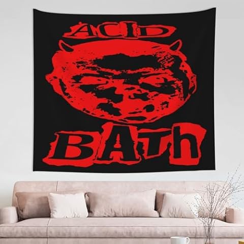 VTSHU Acid Metal Bath Music Band Tapestry Wall Tapestries For Bedroom Living Room Home Decoration Black 60 x 51 inch Cover