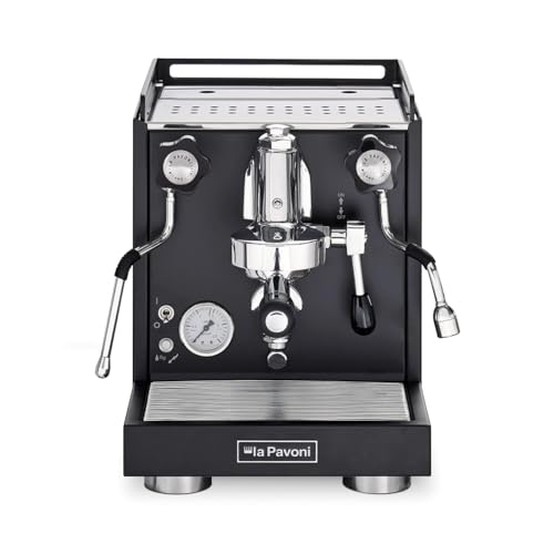 La Pavoni New Cellini Classic, Semiprofessionelle Espresso-Kaffeemaschine LPSCCB01EU, Einzelboiler mit Wärmetauscher, mit Drehventilen, Dampf- und Heißwasserlanze, 1400 W, Schwarzer Stahl 3 La Pavoni New Cellini Classic, Semiprofessionelle Espresso-Kaffeemaschine LPSCCB01EU, Einzelboiler mit Wärmetauscher, mit Drehventilen, Dampf- und Heißwasserlanze, 1400 W, Schwarzer Stahl