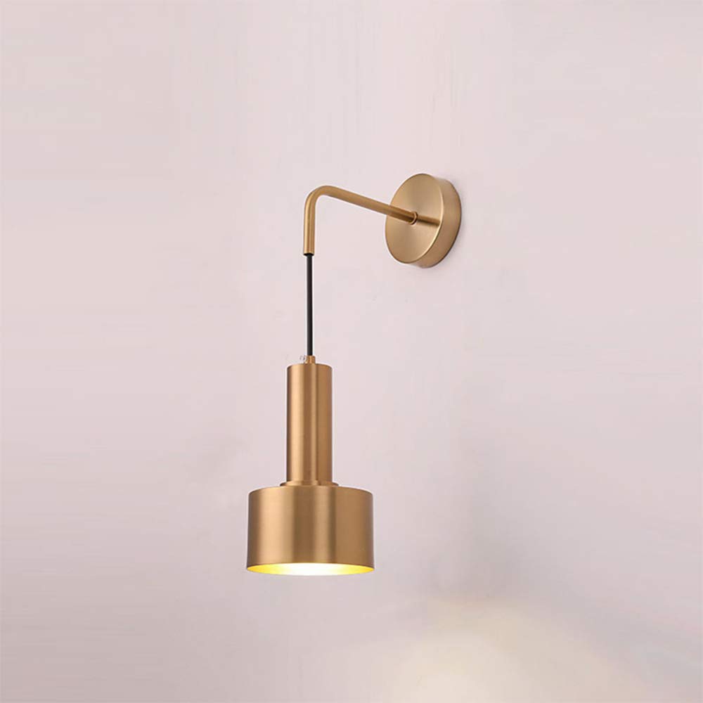AIRUI Nordic Style Wall Light E27 Metal Wall Mounted Pendant Light Adjustable Modern Simple Indoor Wall Lamp For Bedroom Bedside Lamps,Gold+Warm White-5W