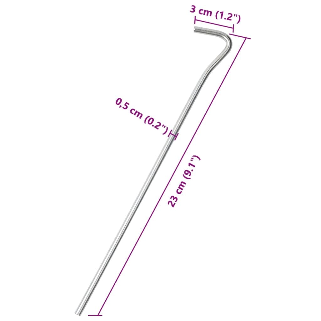 Zeltheringe 50 Stück 23 cm x 3 cm, Ø 5 mm, verzinkter Stahl, Bodenanker für Camping Zelt Abspannleine, Haken zum schnellen Sichern bei Sturm und Wind