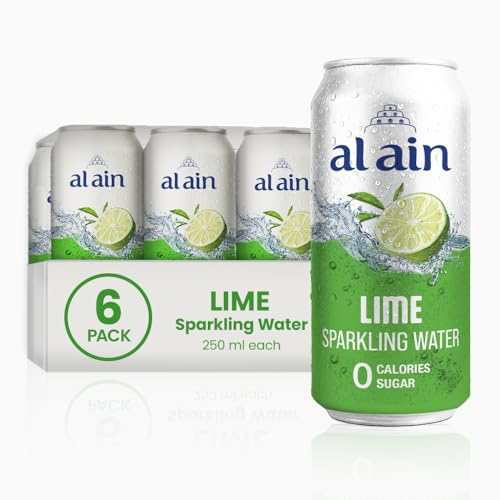 Al Ain Lime Sparkling Water 6x250ml Can ZERO Sugar ZERO Calorie Lime Flavor