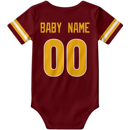 Image of KREDE Baby Clothes Custom Name Bodysuit for Baby Boy Gifts | Short Sleeves Bodysuit with Custom Number Name