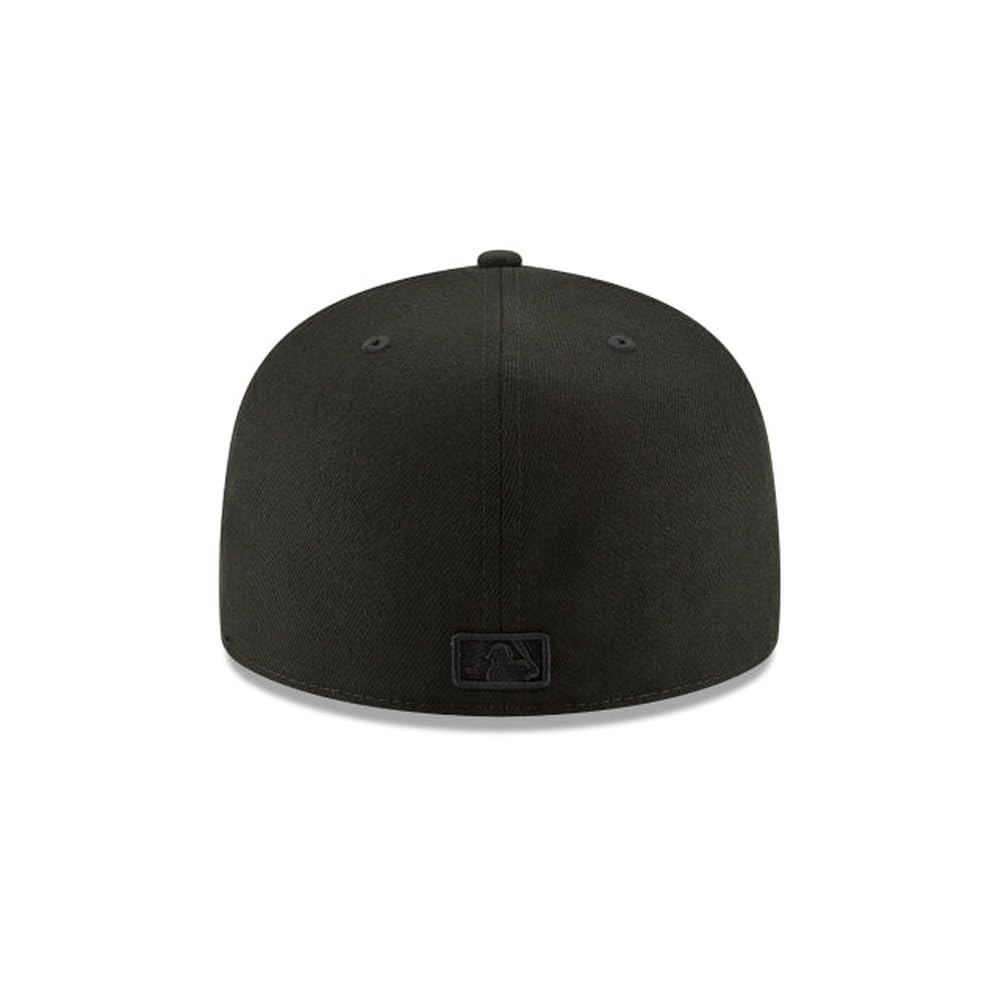 New Era MLB 59FIFTY New York Yankees Baseballkappe, Schwarz auf Schwarz, authentische Kollektion, angepasste Baseballkappe