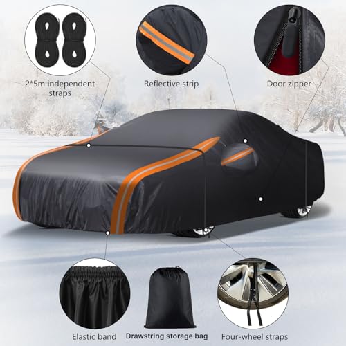 Image of Car Cover Custom Fit for Ford Mustang /Shelby (1964-2025) | 10-Layer Outdoor Waterproof All Weather Heavy Duty Car Cover | Sun, Rain, UV, Dust, and Snow Protection - Zipper Door & Storage Bag