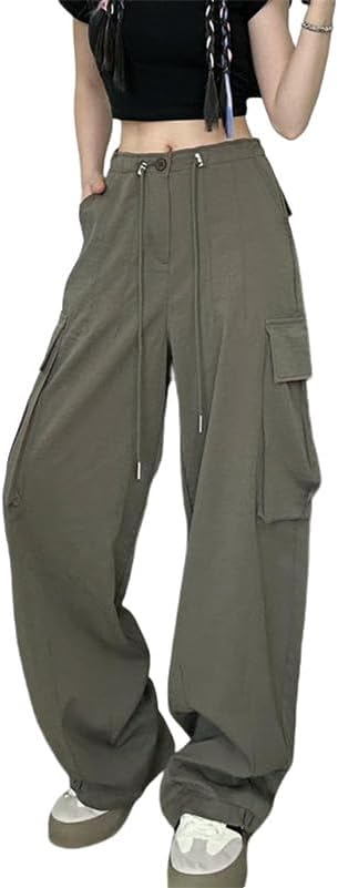 Women's Spring Autumn Loose Fit Outdoor Wide Leg Sports Cargo Joggers