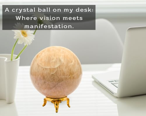 Image of Certified Cream Moonstone Crystal Ball for Meditation - Premium Crystal Vastu Items for Home and Feng Shui Items for Good Luck - Ideal for Pooja Supplies and Spiritual Practices (3 inch Inch)