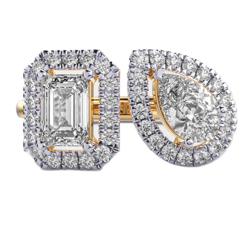 Bague toi et moi en argent 925 et moissanite multi-formes fait main