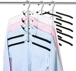 ZriEy 3 PCS coat hangers, 5 in 1 Multi Layers hangers for clothes with Metal Sponge Space Saver coat hangers with EVA Sponge for Jacket Coat Sweater Trousers Shirt T-Shir, Black