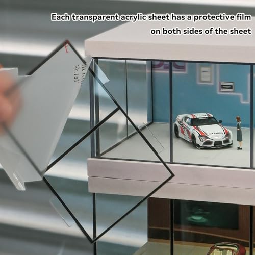 Image of Best of Craft 1 Floor 1:64 Scale Diorama Parking Lot Display Case with LED Lights | Diecast Car Diorama Garage Showroom for Mini Model Vehicles (Without Cars) | Acrylic & Sunboard | Blue