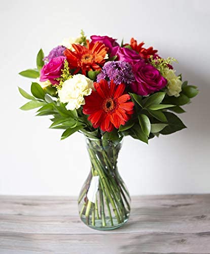 Delivery By Thursday,March 9Th,Arabella Bouquets Fresh Cut Everlasting Fling Day Flowers With Vase Flowers, Pink, Green And Orange #TOP3