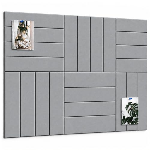 Image of Quiet Canvas Parallel Pinboard, 1x1 ft, Pack of 6, 50 PushPins, (Grey)