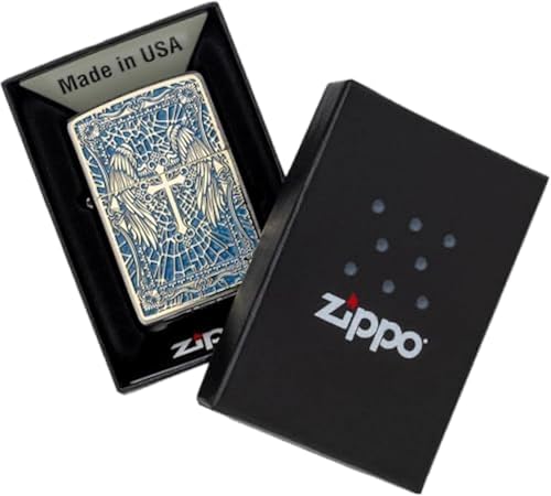 Encendedor Zippo Oil Brass Cruz Doble Azul miniatura 5