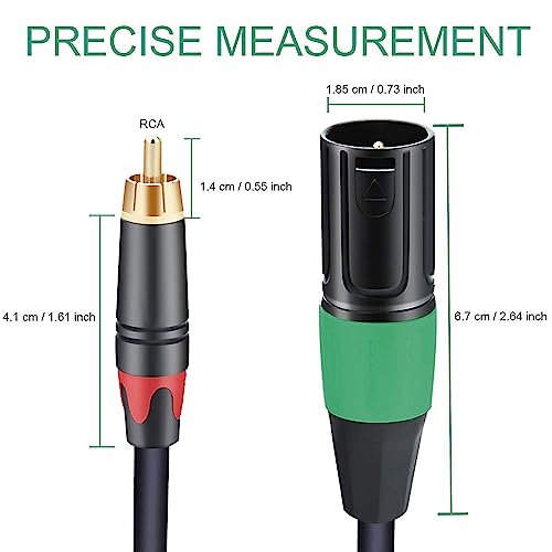 JOMLEY RCA to XLR Cable, Dual RCA Male to Dual XLR Male HiFi Stereo Audio Connection Interconnect Cord Wire Path Lead - 3 m - Image 2