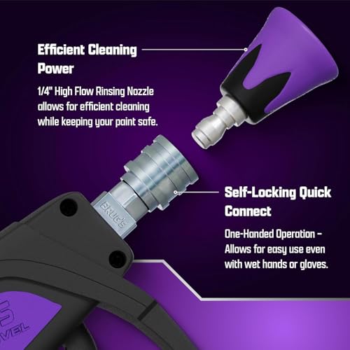 Image of Brug's Pro Swivel Gun V2.0 | Short Pressure Washer Wand | Swivel Pressure Gun | Stainless Steel| Rinsing Nozzle Included | Self-Locking Quick Connect| Light Weight Trigger | Short Pressure (Blue)