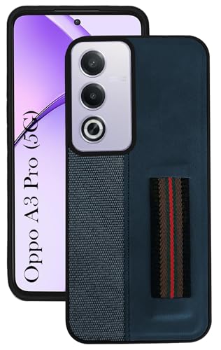 Image of Jkobi Leather Back Cover Case for Oppo A3 Pro 5G (Professional Formal Feel | Strip Chain Holder Socket)