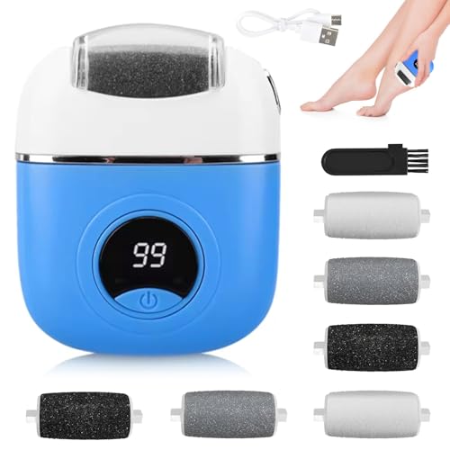 USB Rechargeable Foot Repair Grinding Device - Electronic Foot File Pedicure Kits with 6 Replacement Rollers,Electric Foot Grinder, Digital Display Foot Foot Electric Callus Remover for Feet Dead Skin