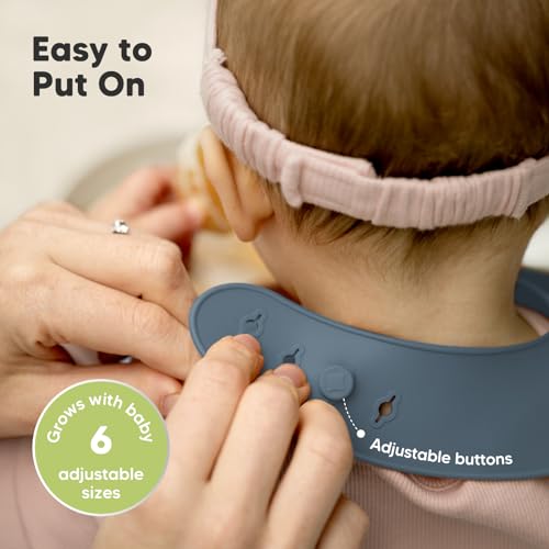 Image of KeaBabies 2-Pack Silicone Bibs for Babies, Toddlers Girl, Boy (Valiant) | Sturdy Food-Grade Baby Bibs for Eating, Large Food Catcher, Easy Clean & Put On, Waterproof Baby Feeding Essentials, BPA-Free