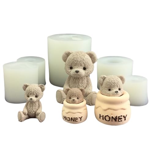 Stampo In Silicone Per Candele, 6 Pezzi Per Miele A Forma Di Orso, Stampi In Silicone Epossidico Fai Da Te, Per Resina E Cemento Per Aromaterapia