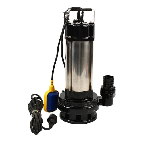 Pompa sommersa a 2 tempi, in acciaio inox, 1500 W, 36000 L/H, pompa per acqua sporca, pompa per feci con galleggiante, scarico delle acque reflue vive, uso industriale, giardino