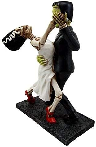 Vista 4 de Ebros Gift Día de los Muertos Boda Foxtrot Dance Esqueleto Frankenstein Cráneo Novia y Novio Figura Pareja Sr. y Sra. Frankie Osario Macabra