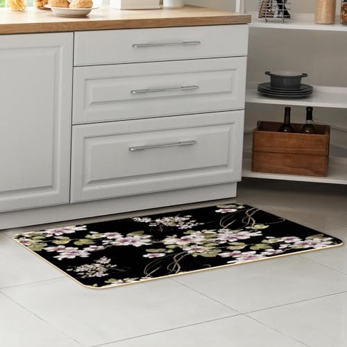 Alfombrillas de cocina VAPOKF con diseño de hojas y flores pack de 2 lavables 7