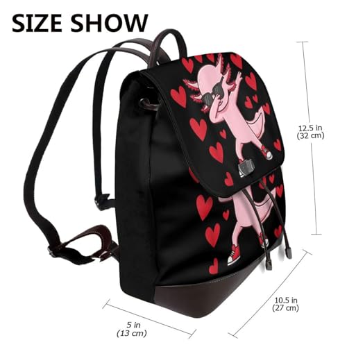 Rock Love Axolotls Microfiber PU Leather Backpack Lightweight Daypack Bag for Travel Business Commute Gym2