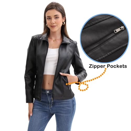 CHIGUO Faux Leather Jacket for Women Motorcycle Fashion Zip Up Coat Trendy Going Out Jackets2