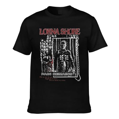 Lorna Music Shore Men's Cotton Lightweight Soft T-Shirt Crew Neck Double Sided Short Sleeve Tee Tops Black