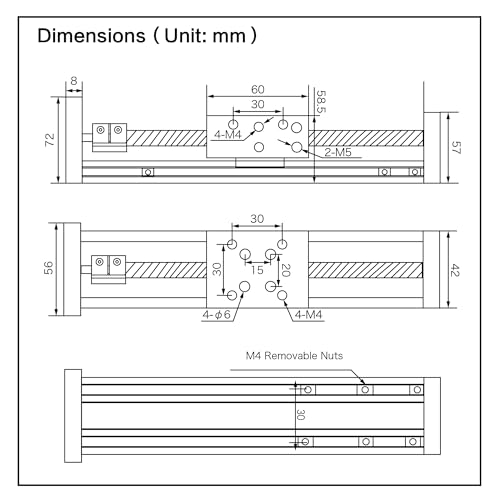 RATTMMOTOR Linearführung,100mm Verfahrweg Länge Linear Schienenführung CNC Linearantrieb Tisch Linearführung SFU1605 Kugelumlaufspindel mit NEMA23 Schrittmotor