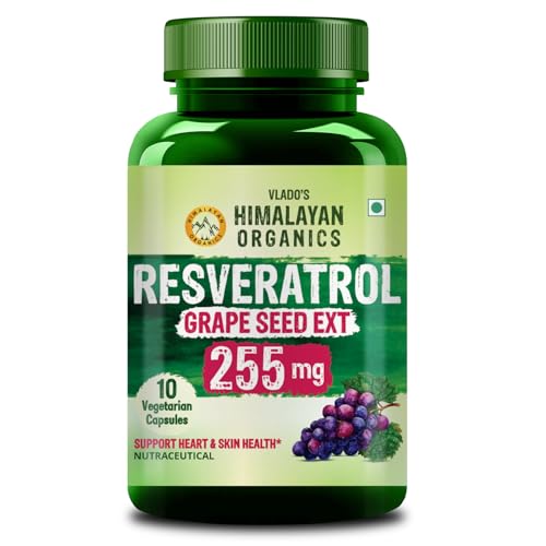 Image of Vlado's Himalayan Organics Resveratrol 255mg with Grape Seed Extract Supplement - 10 Veg Capsules