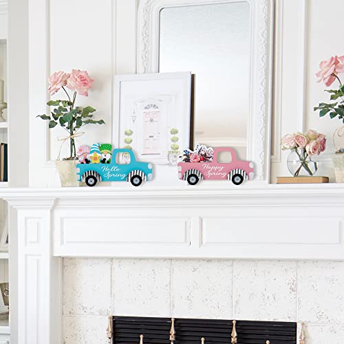 Hogardeck HGTD-256 Spring Decorations For Home, Hogardeck 2 Pcs Rustic Happy Spring Table Decor Wood Sign thumb #5