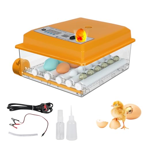 Incubadoras de huevos para incubar huevos, incubadora automática de huevos de pollo incubadora con girador automático y control de temperatura, incubadora de huevos para 12-16 huevos (amarillo 16